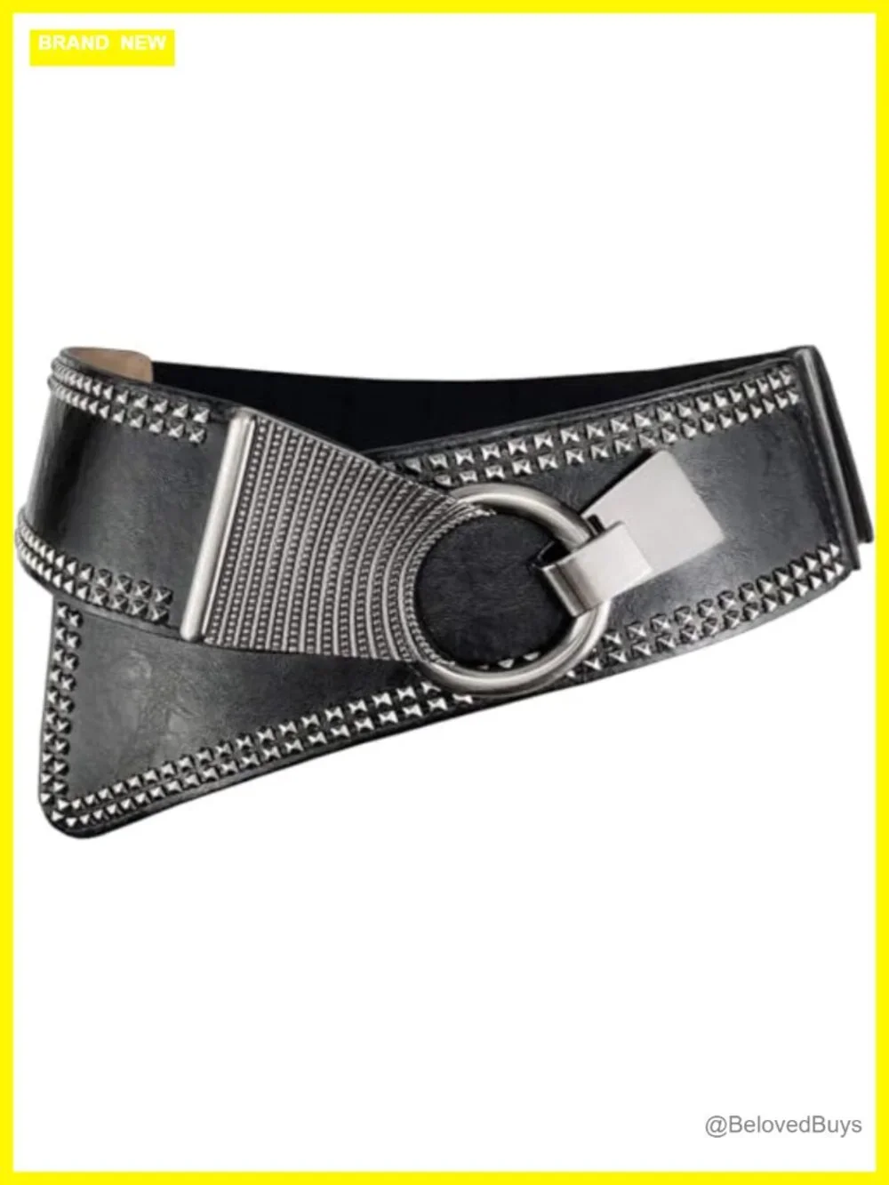 Vintage Faux Leather Waist Belt with Interlock Buckle - Cinch Belt for Dresses